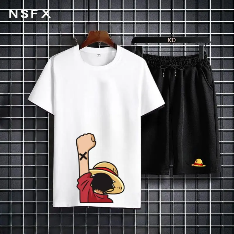 Setelan Pria Luffy Onepiece Backside Atasan Lengan Pendek Celana Pendek Satu Stel Terbaru Terlaris ML XL XXL | Mukzhop