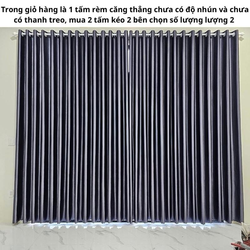 Rèm cửa sổ chính vải gấm màu Xám Đậm chống nắng 98%, rèm chống nắng cửa sổ và…
