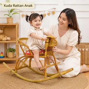 Mainan Kuda Goyang Bahan Rotan Asli Kuat Tahan Lama Buat Balita