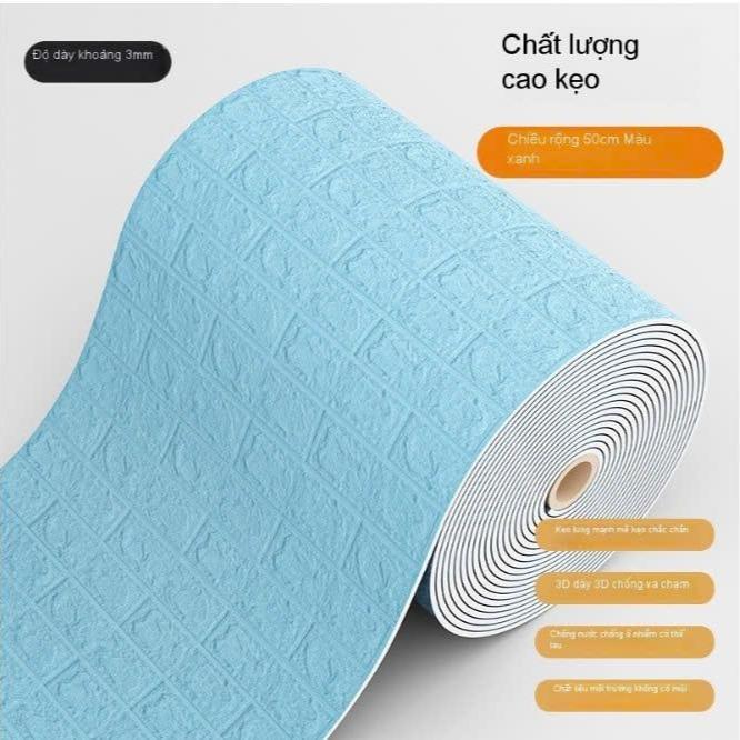   Cuộn 5m  Xốp dán tường nhiều màu sắc  rộng 50cm sẵn keo bóc dán 