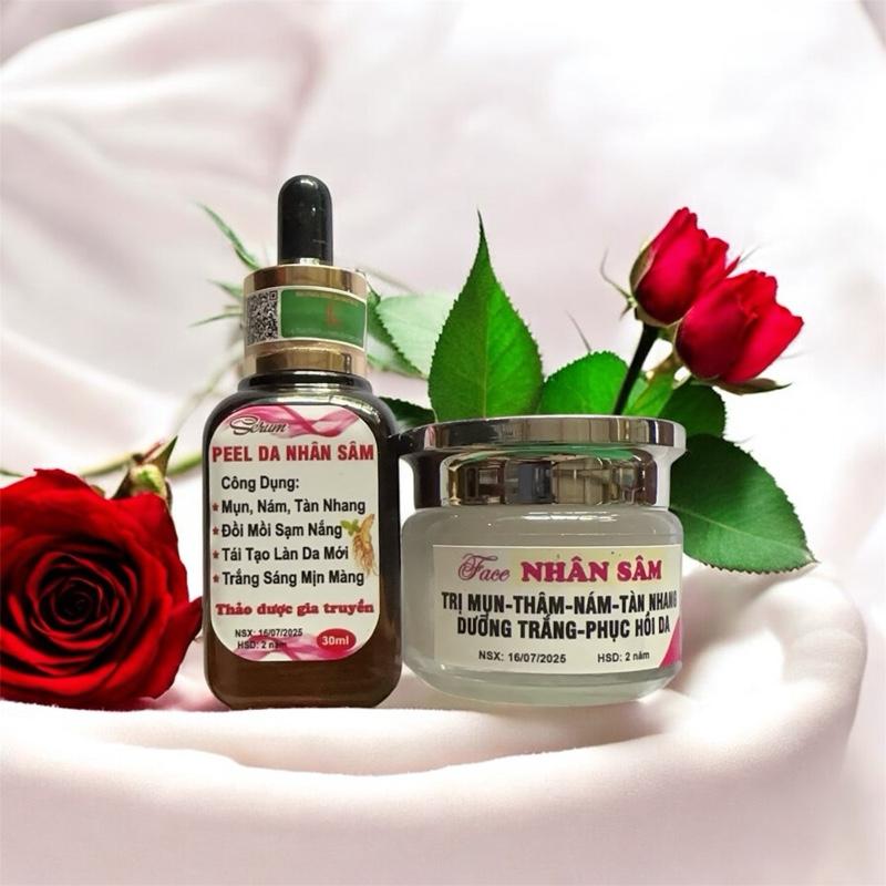  1 combo tái tạo thảo dược nhân sâm + kem face nhân sâm hỗ trợ mụn nám tàn nhang đồi mồi Skincare 