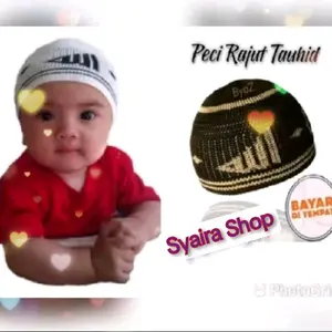 Syaira Shop Peci Rajut Anak Tauhid BajuZ dengan Desain Hati dan Huruf Allah untuk Bayi