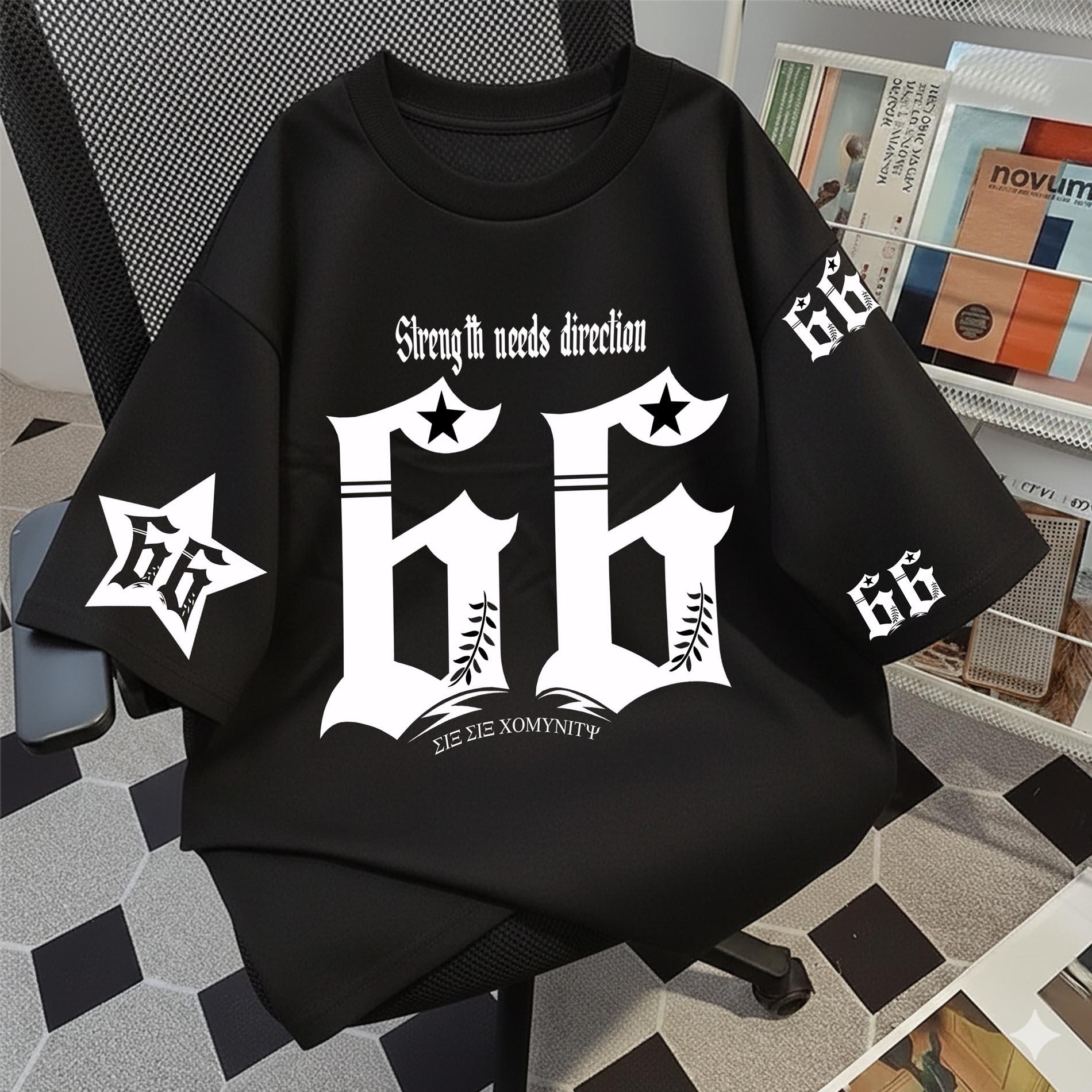 Kaos Oversize 66 Gothic Street Cowok Cewek / Atsan Strength Direction Bold Graphic Tee / vintage retro Jersey pria wanita stylish style kekinian