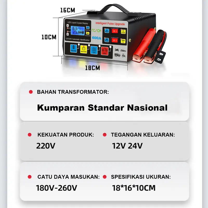 【COD】FEXON Pulsa Frekuensi Tinggi Penyedia Daya Kendaraan Perbaikan Otomatis Pintar 12V24V 600Ah Pengisi Daya Pengisi Daya Aki Mobil Penggantian Mobil Yang Cepat Dan Cerdas 1