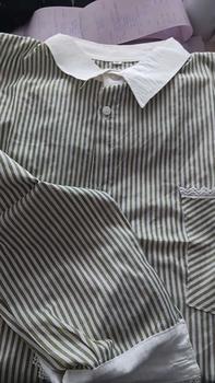 Product Review of Lulu blouse strip salur premium LD 110 120 130 140 kemeja crop jumbo from E**a J**i 0