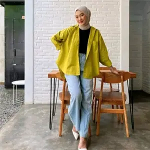 Kemeja Linen Olivia shirt Oversize Premium Baju Wanita Nyaman Panjang