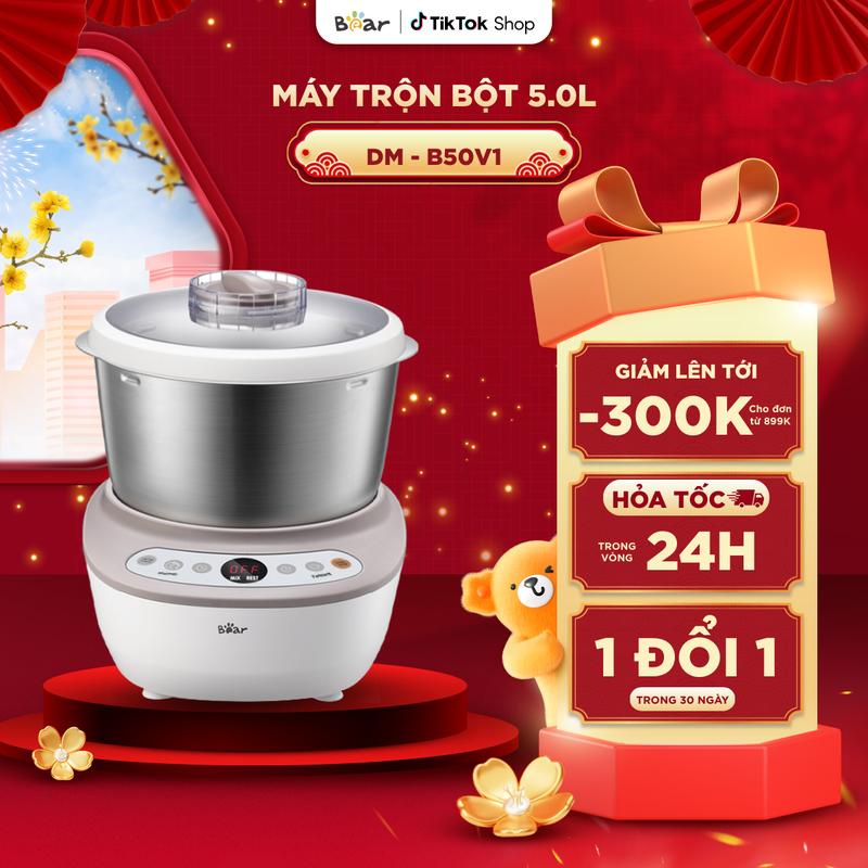   Ưu Đãi Sốc  Máy Trộn Bột 5L BEAR Máy Nhào Bột Nhồi Bột Làm Bánh Mì Bánh Bao Ủ Bột Trộn Nhanh Chống Dính DM-B50V1 