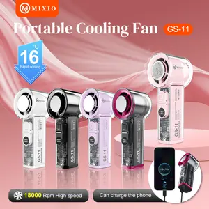 [NEW LAUNCH] MIXIO GS-11 Kipas AC Cooling Transparant High Speed With Powerbank 6000Mah Fan Portable Kipas Angin Turbo Portable 18000Rpm Es Pendingin