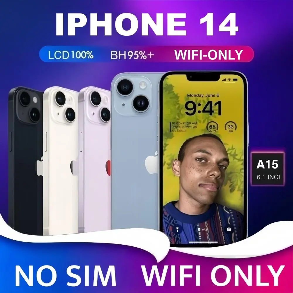 [Bekas] iPhone14 128gb Wifi Only No Sim Bh 95%+ ios18-26 Original 100% | Mulus Normal Fullset