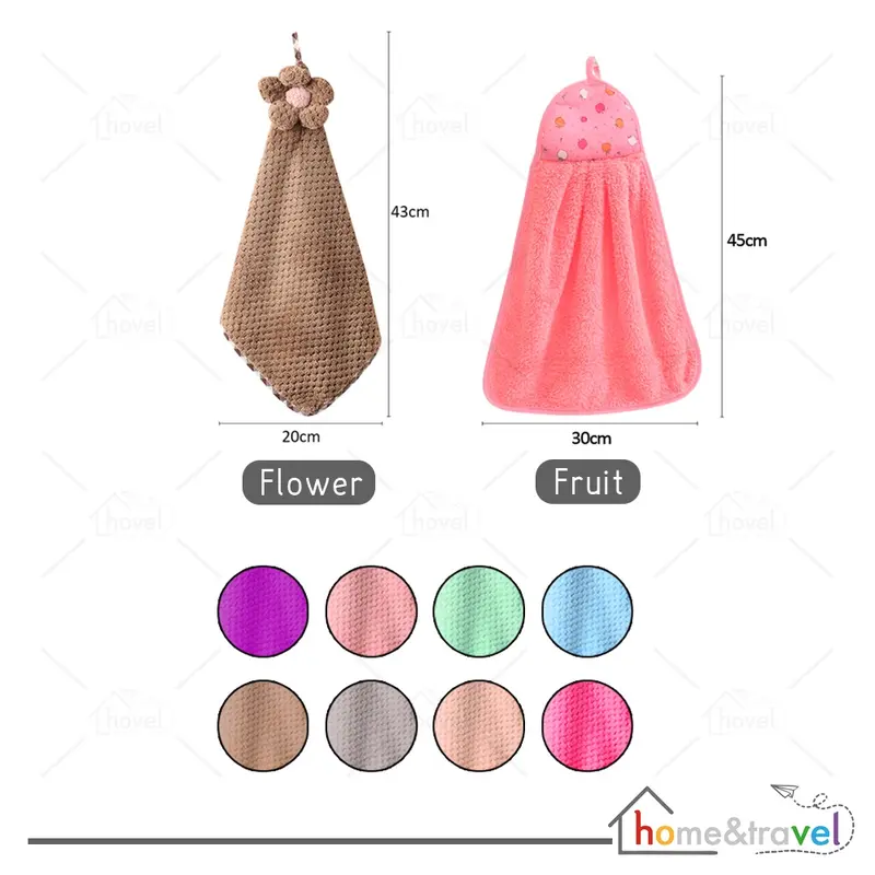 𝗛𝗢𝗩𝗘𝗟𝗦𝗛𝗢𝗣 Kain Lap Tangan Handuk Bunga Multifungsi Model Gantung Murah Abu Biru 5