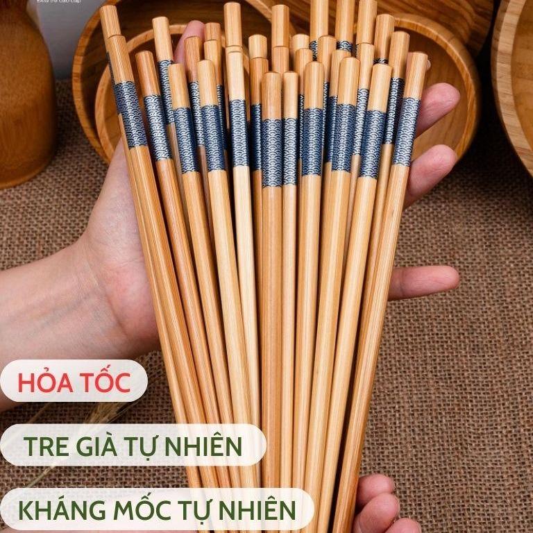 ĐŨA TRE VIỀN XANH CAO CẤP, Đũa Tre Tự Nhiên Thánh Gióng Cao Cấp Hộp 10 Đôi - Kháng Khuẩn, Kháng Mốc