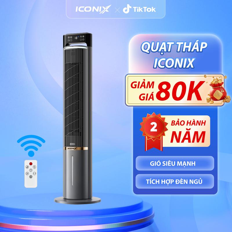 Quạt Tháp Không Cánh ICONIX Điều Hòa , Tích Hợp Đèn Ngủ, Điều Khiển Từ Xa, Hẹn Giờ – Tặng Đá Khô – BH 2 Năm