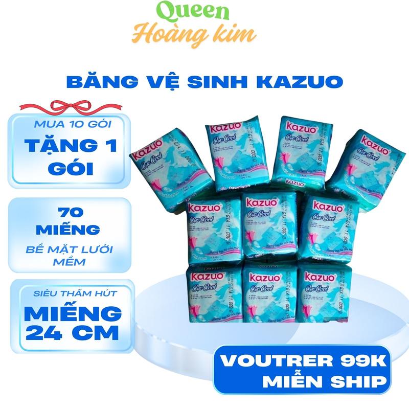 ComBo 10 Gói Băng Vệ Sinh kazuo Có Cánh 23cm Dùng Cho Ngày Nhiều Thấm Hút Nhanh Dùng Ngày Kinh Nguyệt Nhiều Bề Mặt Lưới Mỏng Mềm Tampon Nữ Women vesinh phunu