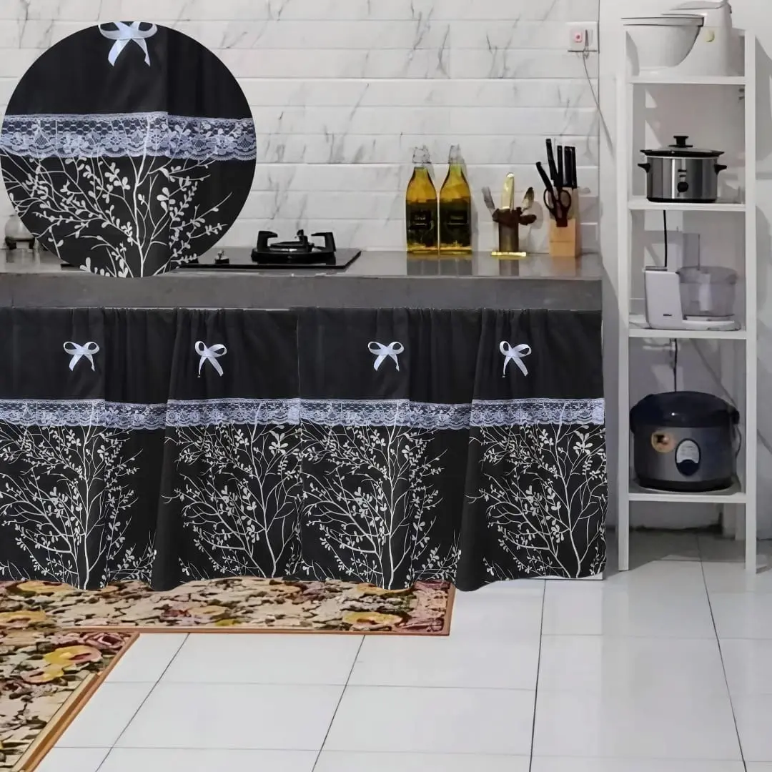 Gorden Kolong Dapur/Gorden Kolong Dapur Modern Sakura Kombinas Polos Estetik Kekinian Jendela