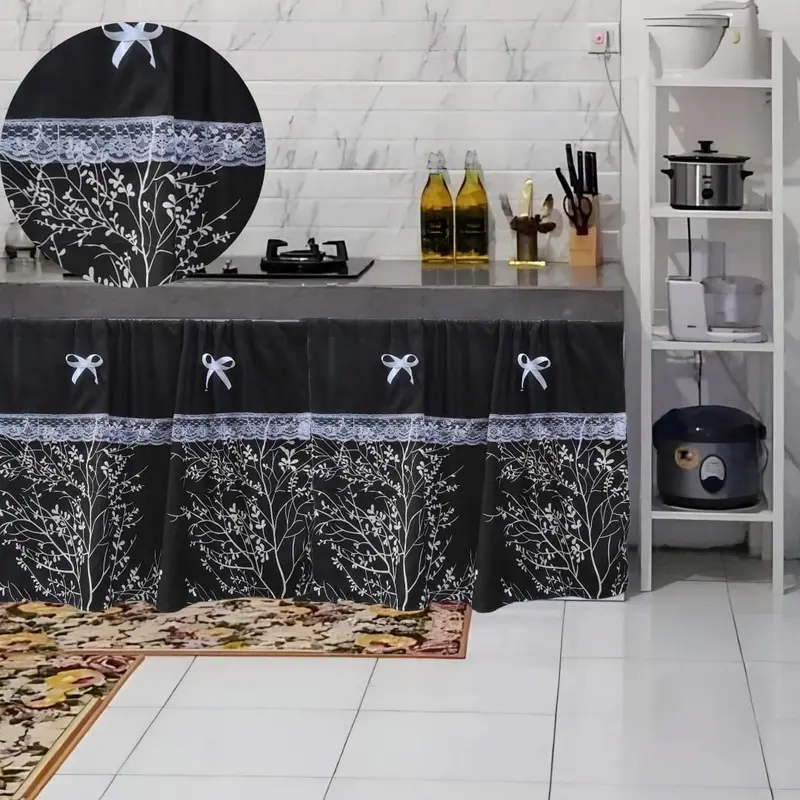Gorden Kolong Dapur/Gorden Kolong Dapur Modern Sakura Kombinas Polos Estetik Kekinian Jendela 0