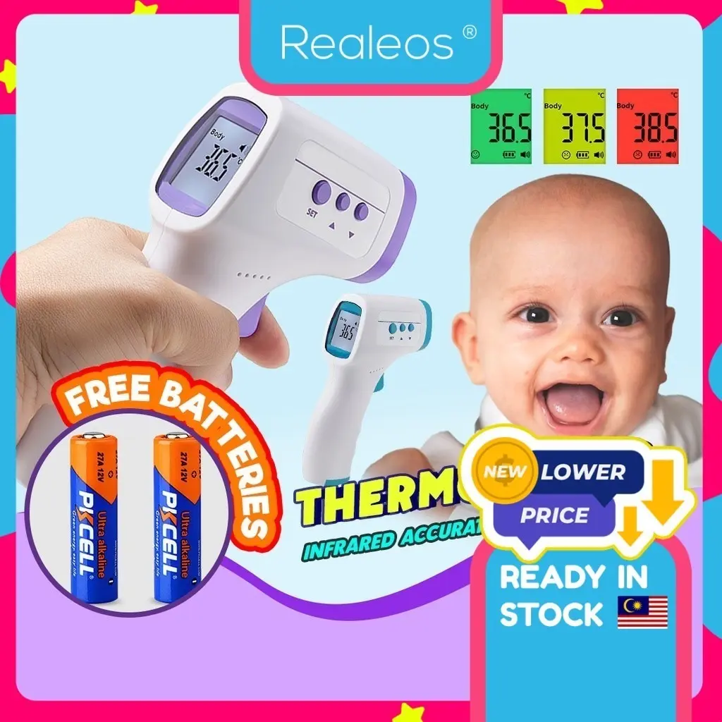 Realeos Baby & Adult Digital Non Contact Infrared Thermometer Forehead Surface Temperature Kids Cek Suhu Badan Demam thermometer  digital bayi