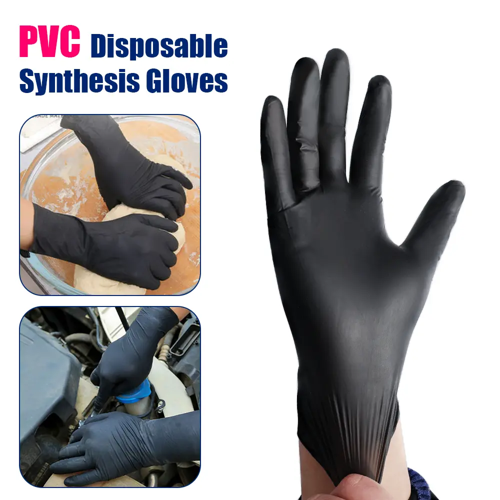 Disposable Gloves PVC Thicken Black Kitchen Protection Gloves Work Gardening Kitchen Home Cleaning Safety Protection Glove