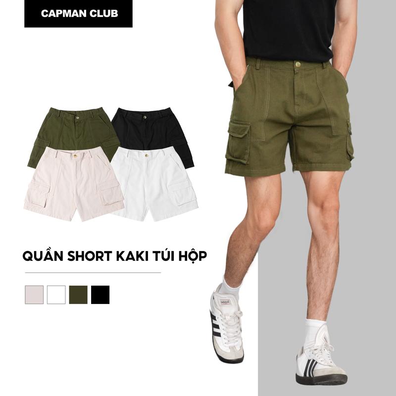 Quần short nam kaki TÚI HỘP phom rộng trên gối CAPMAN CLUB quần đùi nam trẻ trung thoải mái
