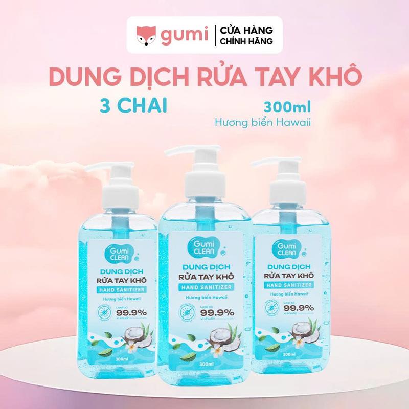 Mall COMBO 3 Chai Nước Rửa Tay Khô Gumi 300ML Thân Thiện Với Da Giúp Diệt Khuẩn Nhanh Chóng Và Hiệu Quả
