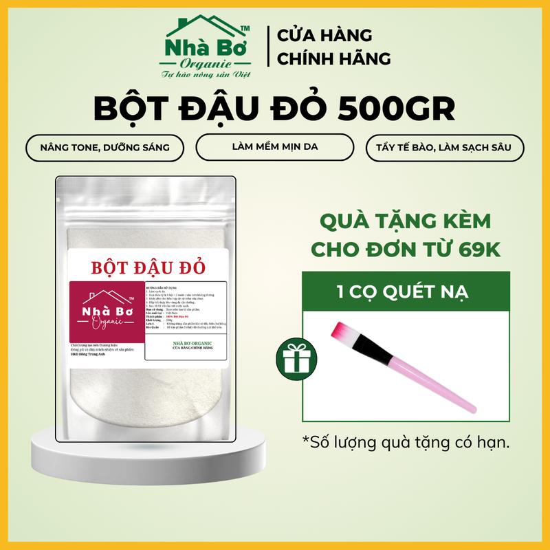 Combo 2 Gói [500g Bột Đậu Đỏ + 250g Tảo Xoắn] | Nhà Bơ Organic - Giúp Tẩy Tế Bào, Dưỡng Sáng, Cấp Ẩm Cho Da Mặt và Body 1