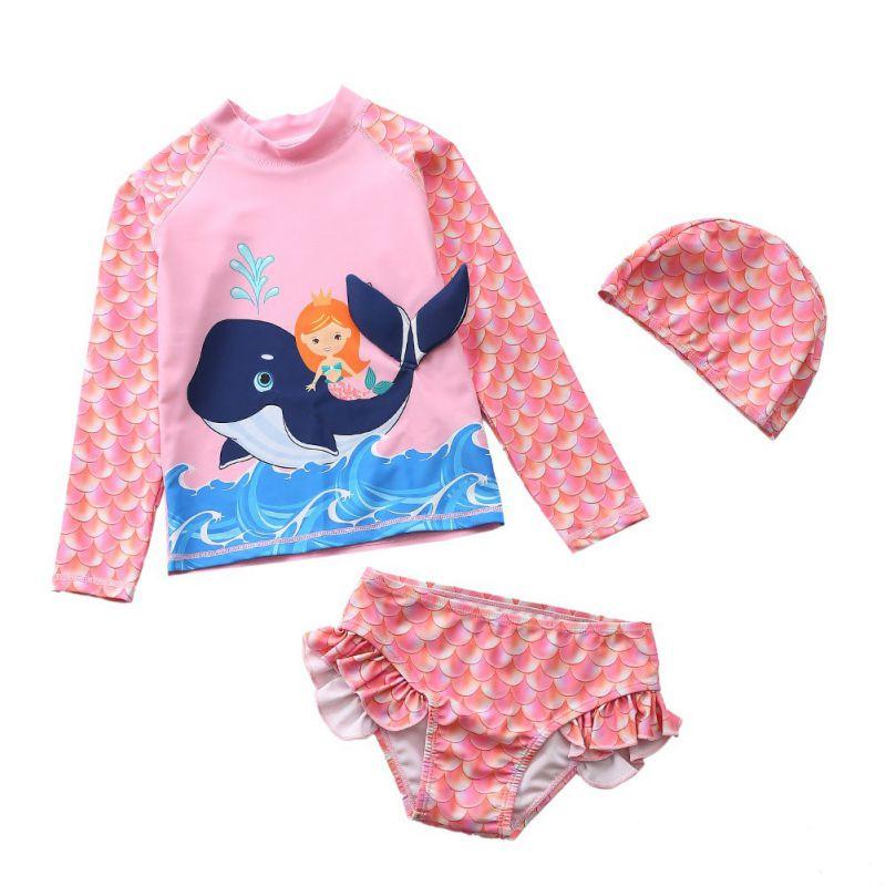 Product Introduction of Girl's cartoon long sleeved sunscreen swimsuit+swimsuit two-piece set 3