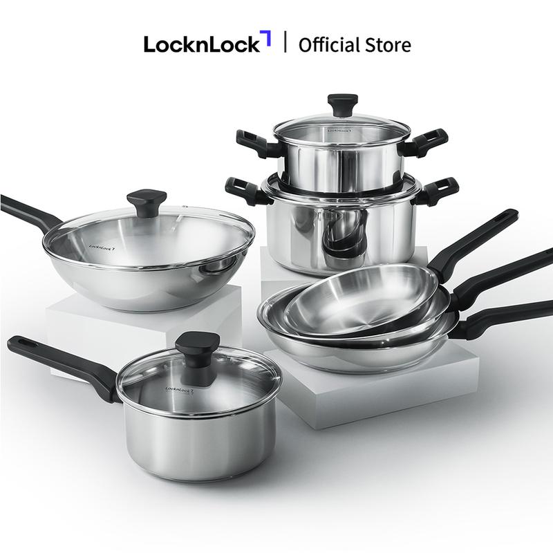 LIVE Nồi & chảo inox chống dính LocknLock - CSS CSC CSW CSF DAILY STS PPW Dùng được bếp từ - Nồi kèm thủy tinh và tay cầm chịu nhiệt - Chảo không kèm nắp - Nhiều kích thước