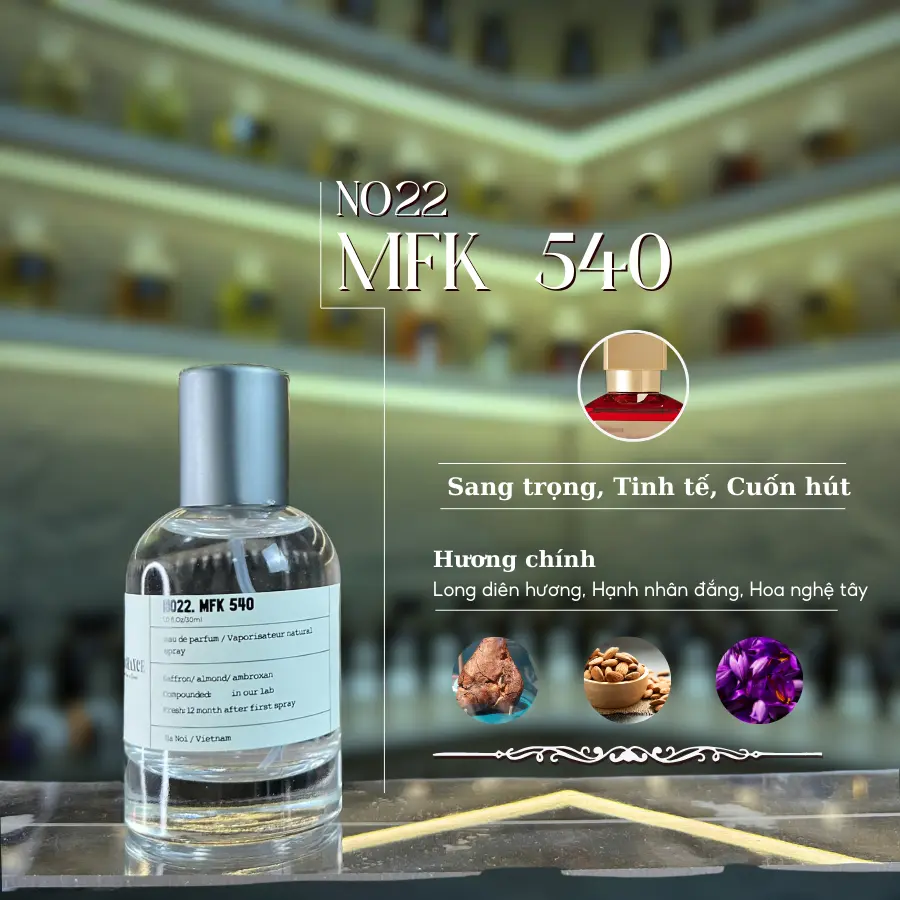 Nước hoa Unisex Custom Lab MFK 540 30ml phong cách Sang trọng Tinh tế Cuốn hút NO.22
