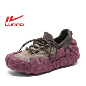 LURAD Sepatu Wanita Flat Selop Bertali Bahan Timbul QY812 Shoes Sport Sneakers Karet Nyaman untuk Hangout Sekolah & Olahraga Casual