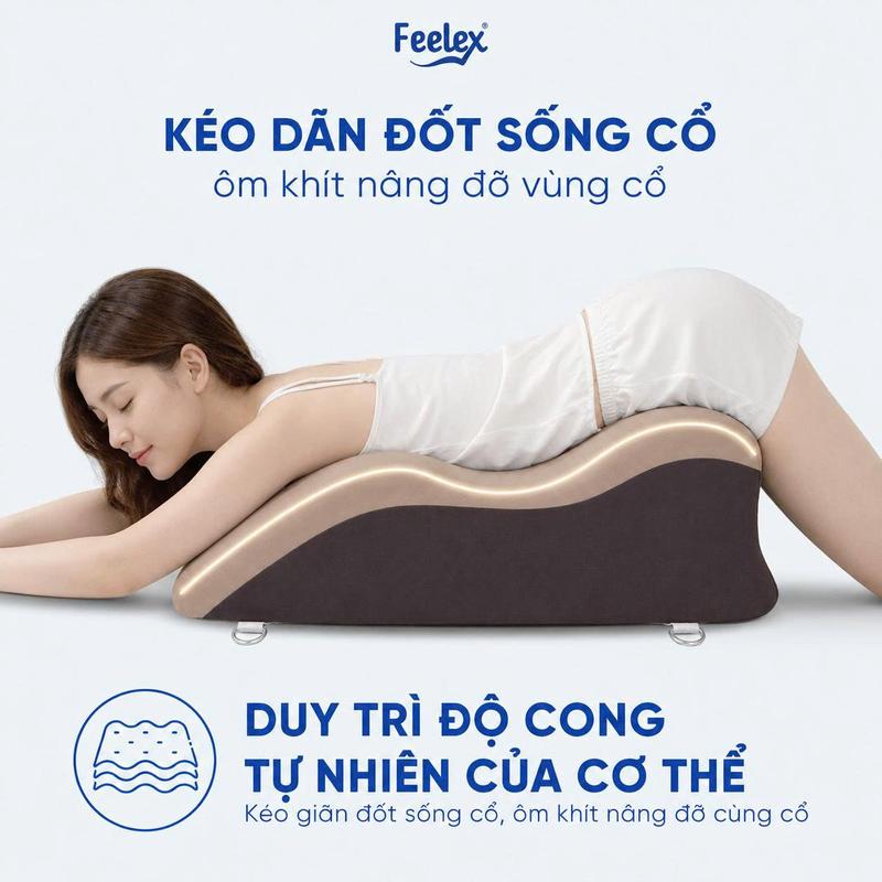 Gối thư giãn Feelex thiết kế công thái học hỗ trợ giảm đau vai gáy, ngủ ngon