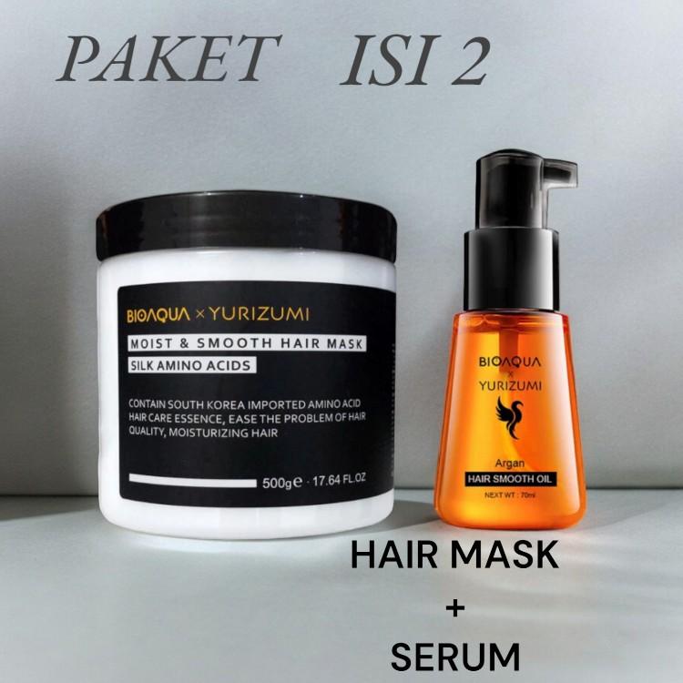 Product Introduction of PAKET 2 IN 1 BPOM Bioaqua x Yurizumi Hair Mask Creambath dan Hair Serum 70ml Perawatan Argan 6