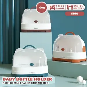 YOMI - Rak Pengering Botol Susu Bayi S991 / Baby Bottle Holder / Bottle Drying Rack / Rack Bottle Drainer Storage Box