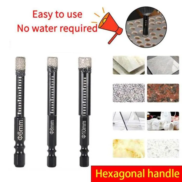 Tile Drill Bit, Dry Drilling, Suitable for Tiles, Marble, and Glass, Hole Punch Tool, Handheld Drilling Tool, Special Hole Expansion Tool