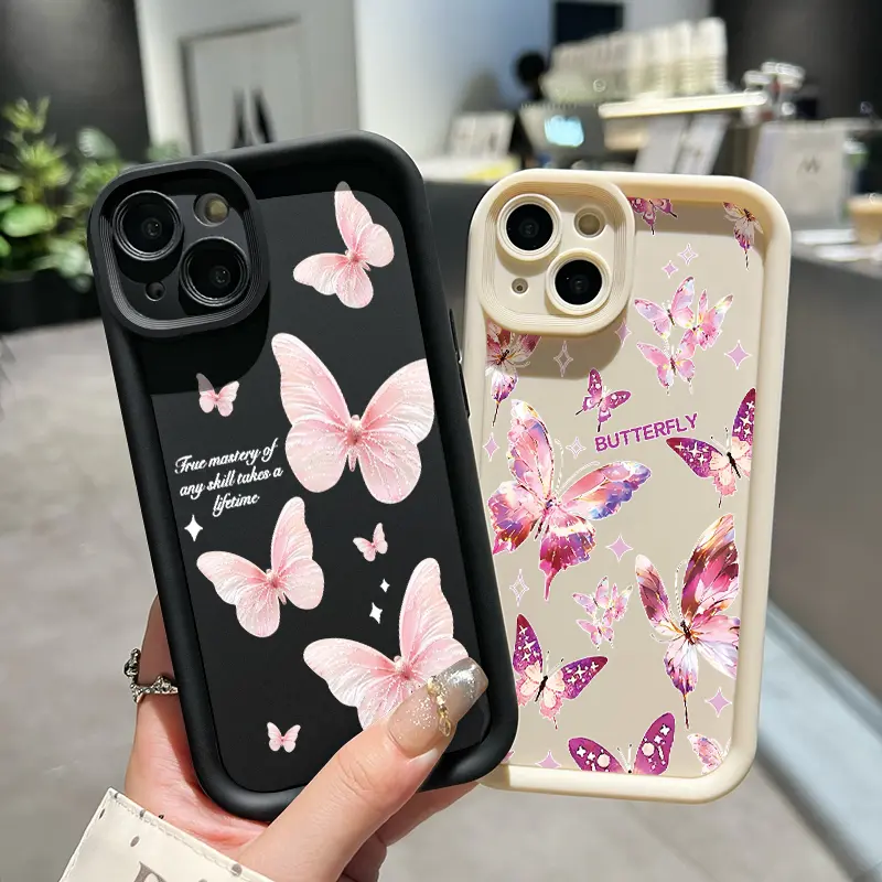 Casing Hp Untuk OPPO A7 OPPO A5s OPPO A12 OPPO A12S A11k Case Casing Kesing sarung HP kupu-kupu merah muda Softcase baru trendi pelindung silikon 7