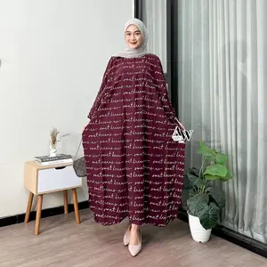Sweety Kaftan Simple Elegan by Daster Qu Kaftan Rayon Motif Abjad Busana Muslim Wanita Jumbo ld 170