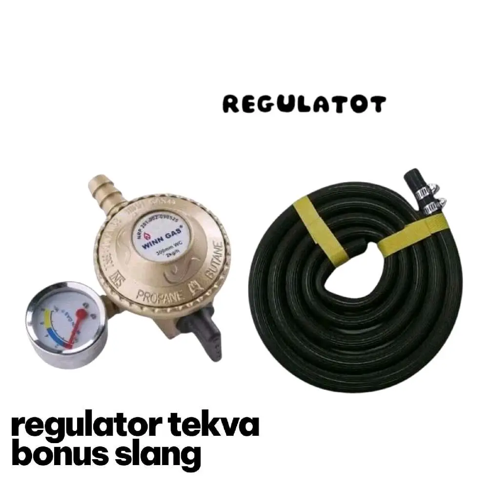 Regulator Win Tekva Paket Selang dan Klem Siap Pakai Tidak Bocor Bonus Slang