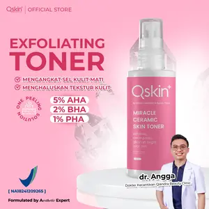 QSKIN+ Miracle Ceramic Skin Toner Eksfoliasi untuk Kulit Berjerawat Berminyak & Kusam Face Spray AHA BHA PHA Mencerahkan Wajah Menghilangkan Noda Hitam