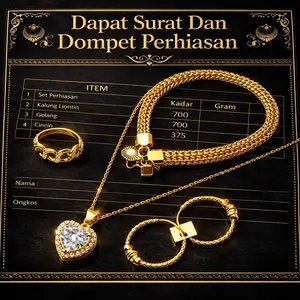 New set perhiasan wanita premium berlapis emas muda perhiasan wanita elegan dapat surat toko