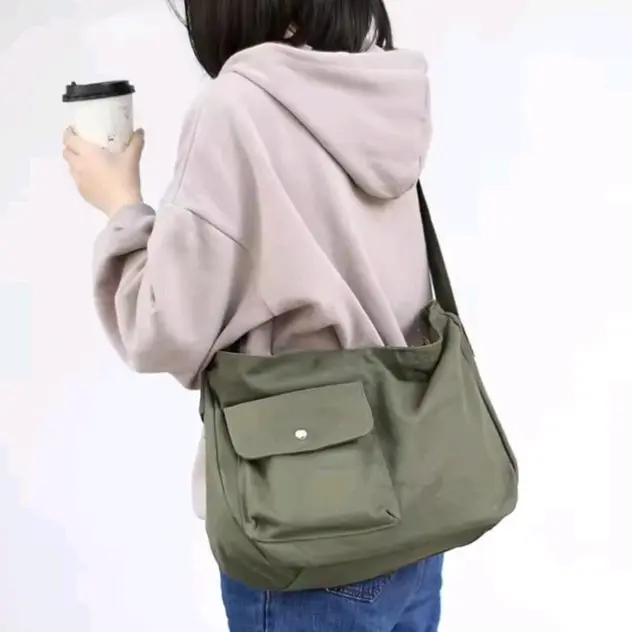 Tas Selempang unisex wanita pria kanvas kantong