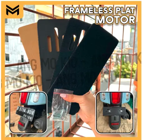 FRAMELESS Dudukan Tatakan Plat Nomor Motor Kendaraan Tanpa Bingkai Tanpa Nge Bor 1 Set - Universal Semua Motor