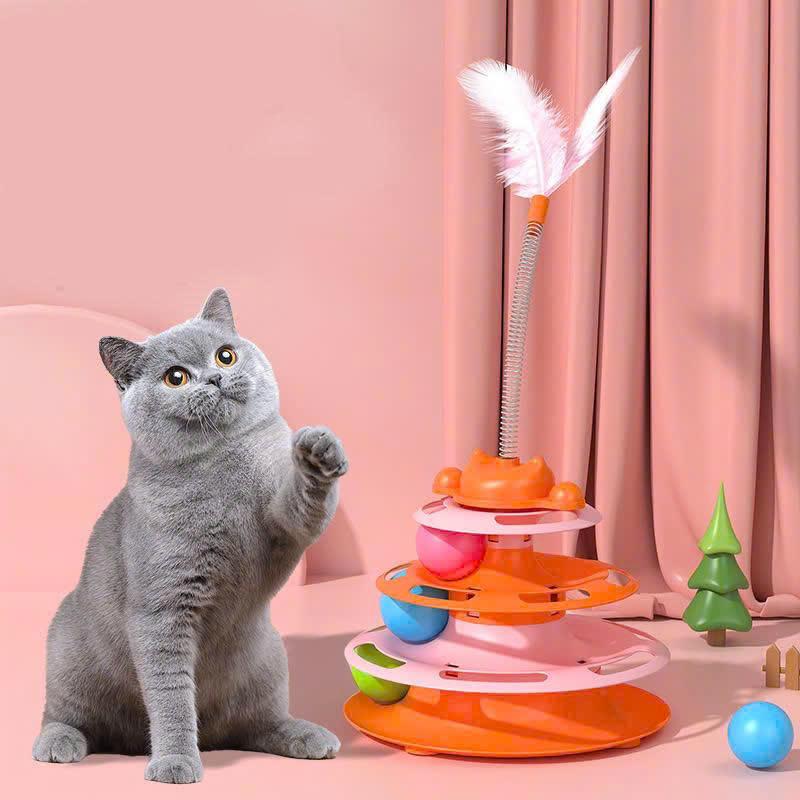 ĐỒ CHƠI CHO MÈO THÁP BÓNG LÔNG VŨ GIÚP MÈO GIẢI TRÍ, THÁP BÓNG MÈO