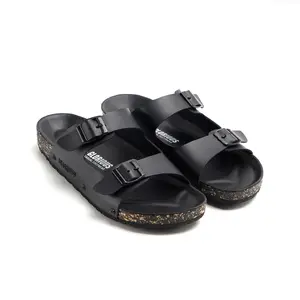 Glorious - Sage Full Black Sandal Formal Casual Pria Wanita Kulit Slide Slop Distro Hitam Stylist