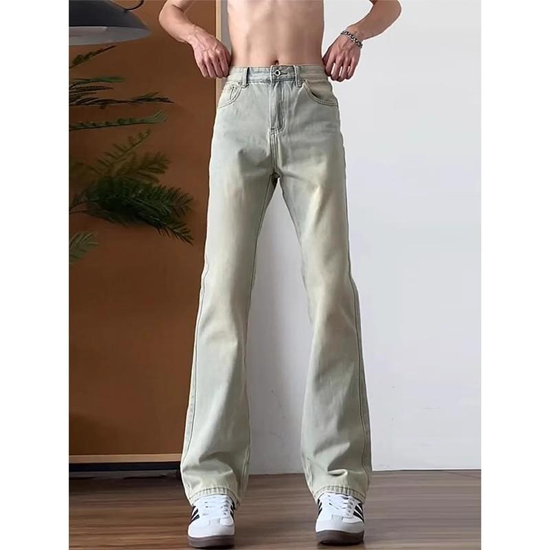 Quần jeans nam nữ ống đứng, phong cách Mỹ, giặt mài làm cũ, nhuộm bùn vàng, thương hiệu thời trang high street, dáng rộng, tôn dáng, dễ phối đồ, quần dài casual.