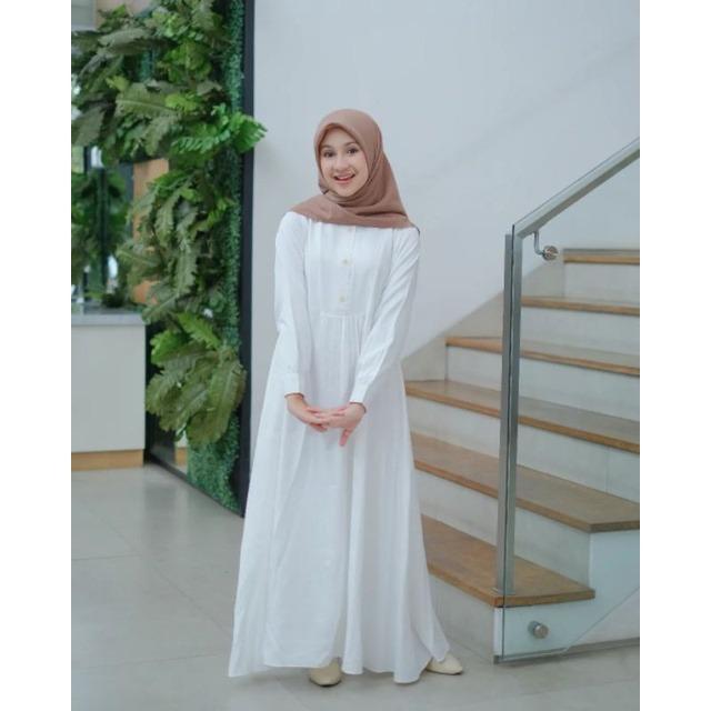 Sakila Mom Maxi Baju Gamis Anak Tanggung Syari Kids Bahan Katun Crinkle Premium Usia 7-18 Tahun Dress Anak Perempuan Baju Muslim Lebaran Wanita Remaja Cewek Airflow Kancing Motif Jilbab Panjang Shakila