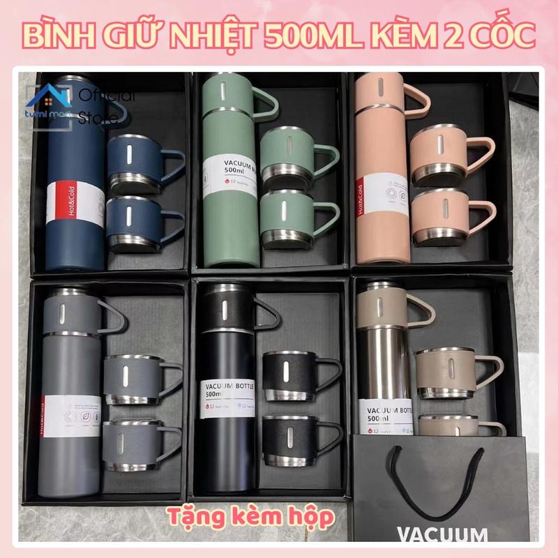 Bình giữ nhiệt 500ml tặng kèm 2 cốc - Sang Trọng - Chắc Chắn - Chất Lượng Cao