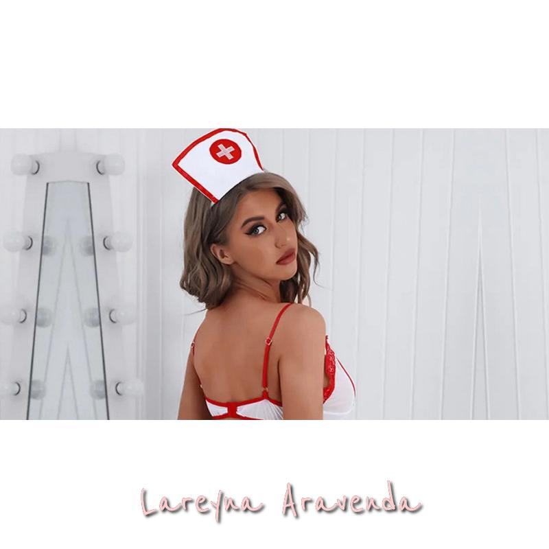 Lareyna Aravenda Set Lingerie + Bando + CD Kostum Gaun Suster Terawang LG233 2
