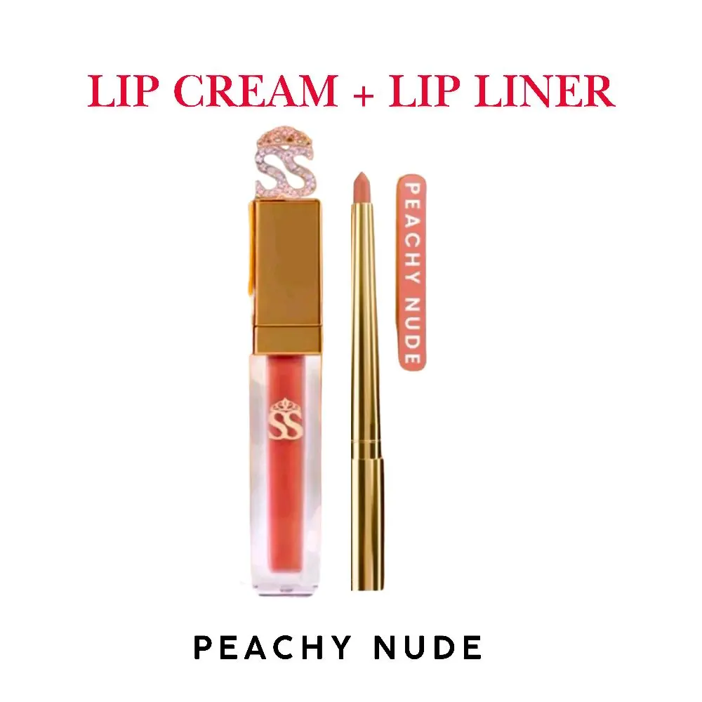 lip liner + lip cream peachy nude
