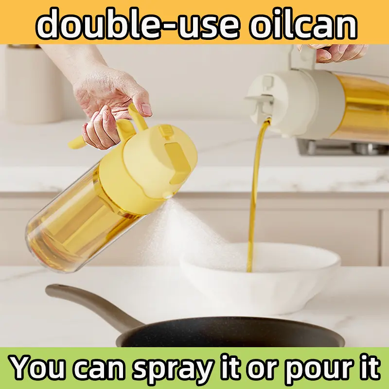 Oil can spray and pour dual-purpose oil spray pot kitchen special household oil spray bottle glass food-grade spray Kitchen tool cruet Kitchen tool Automatic opening and closing air fryer Cooking too sauce cruet vinegar bottle