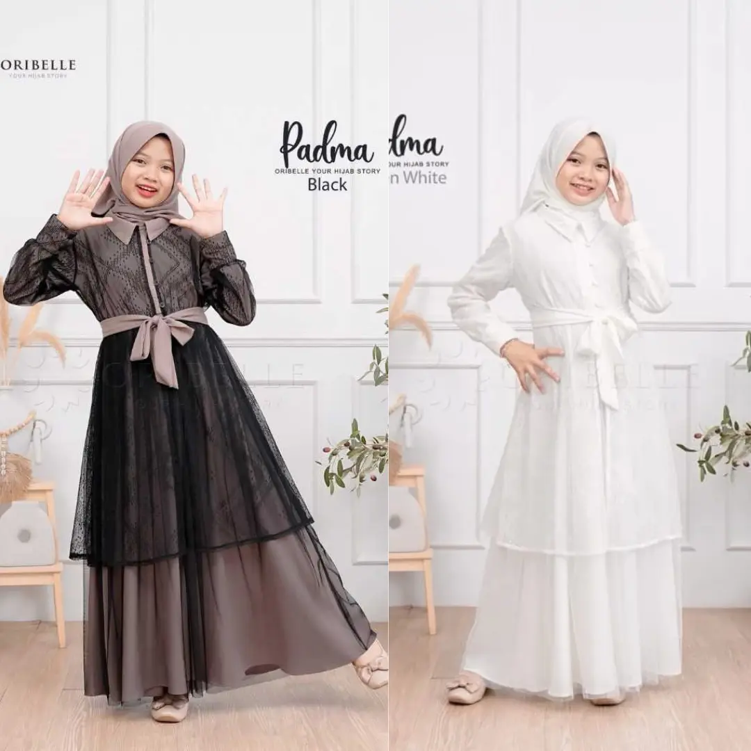 Gamis Remaja 2025 Padma Syari set khimar gamis anak perempuan usia 5-14 tahun M.L.XL / gamis kondangan anak terbaru Airflow Baju