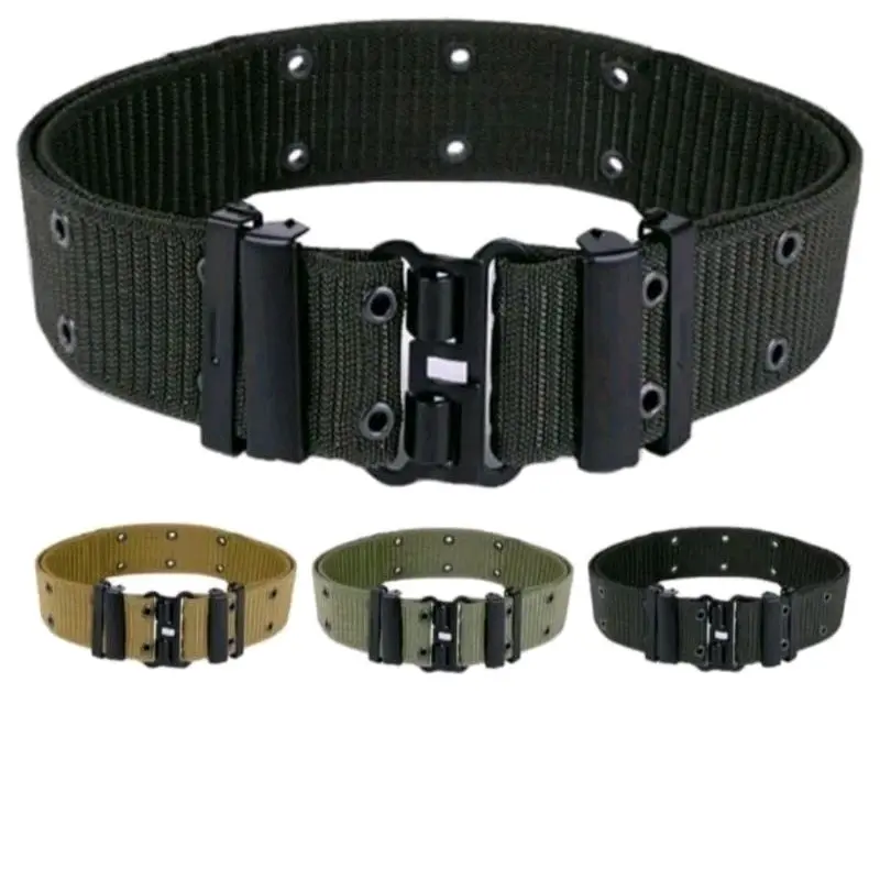 IKAT PINGGANG KOPEL PRIA SABUK MILITARY SECURITY GESPER ARMY KANVAS NYLON Hitam