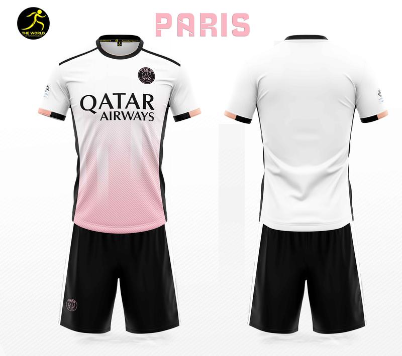 Bộ quần áo bóng đá, quần áo thể thao PARIS ĐEN-VÀNG-XANH THAN-TRẮNG HỒNG-BIỂN 2024/2025 chất liệu thun lạnh, thoáng mát co giản tốt